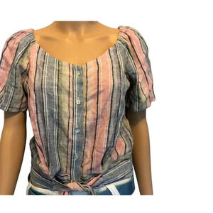 Drew Linen Blend comfortable multicolor Beach Summer Shirt top size S